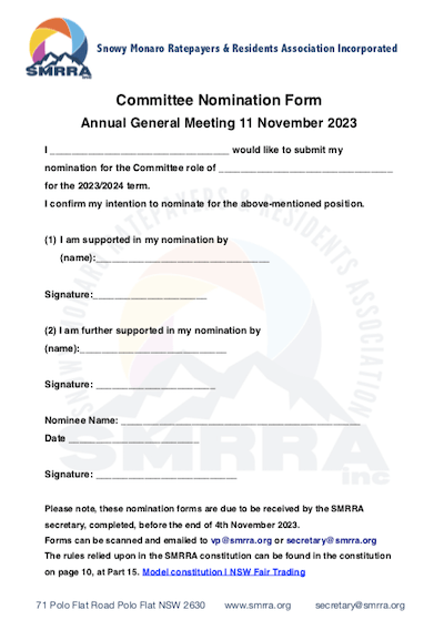 SMRRA Committee Nomination Form CLICK TO DOWNLOAD